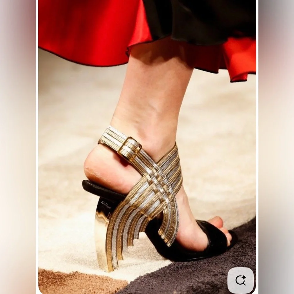 Salvatore Ferragamo Lenny F/W 2015 Runway Art Deco heels, *never worn* w/dustbag